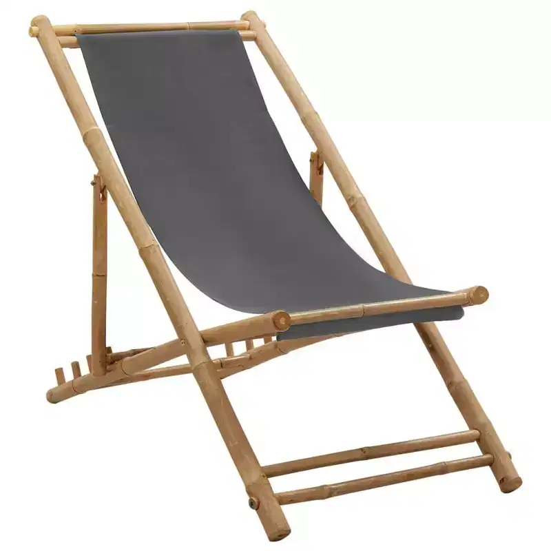vidaXL Sun Lounger Bamboo Medium Collapsible Folding Sun Lounger