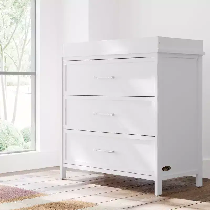 3 Drawer Dresser with Removable Changing Topper