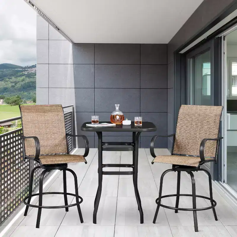 Yaheetech Outdoor Patio Bistro Table with Tempered Glass Tabletop