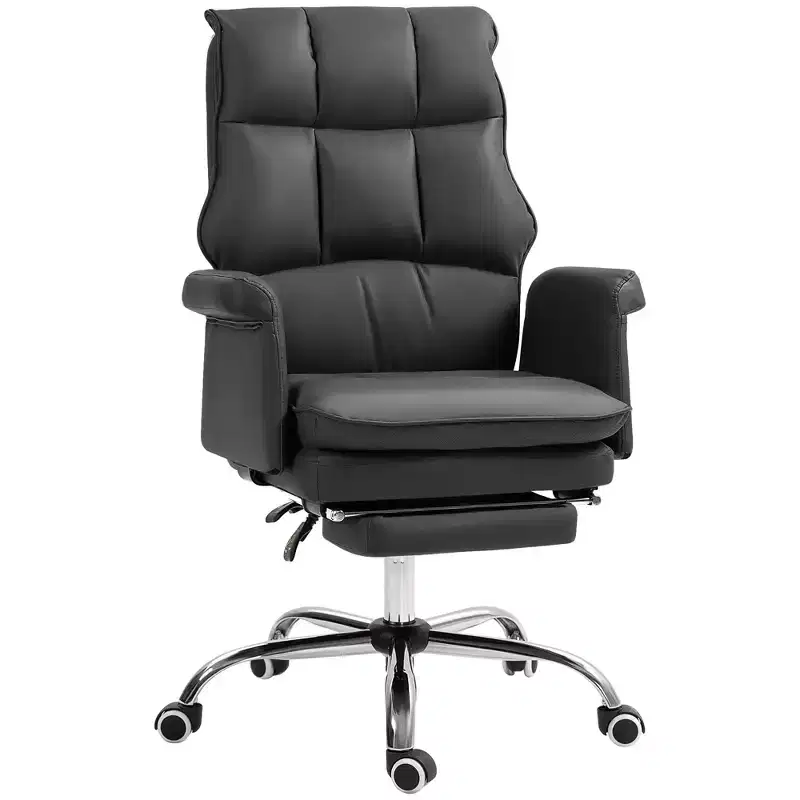 PU Leather Executive Office Chair, Ergonomic and Reclining Office Desk Chair with Footrest