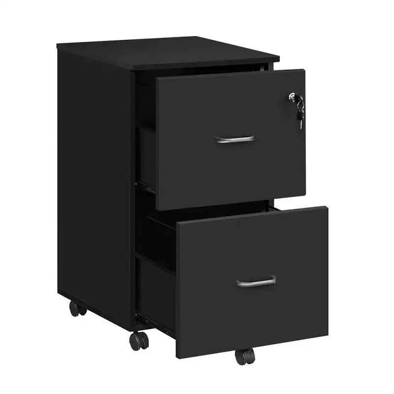2-Drawer File Cabinet, Locking Wood Filing Cabinet for Home Office, Small Rolling File Cabinet