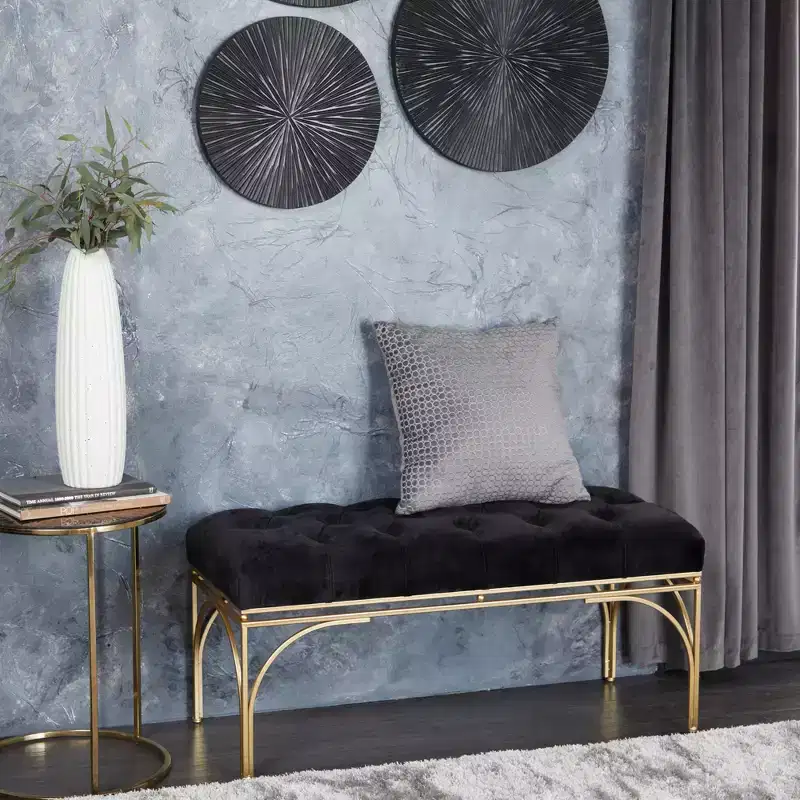 Rectangular Velvet Upholstered Bench