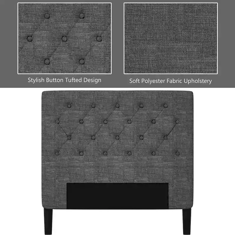 Twin Upholstered Bed Frame Diamond Stitched Headboard Wood
