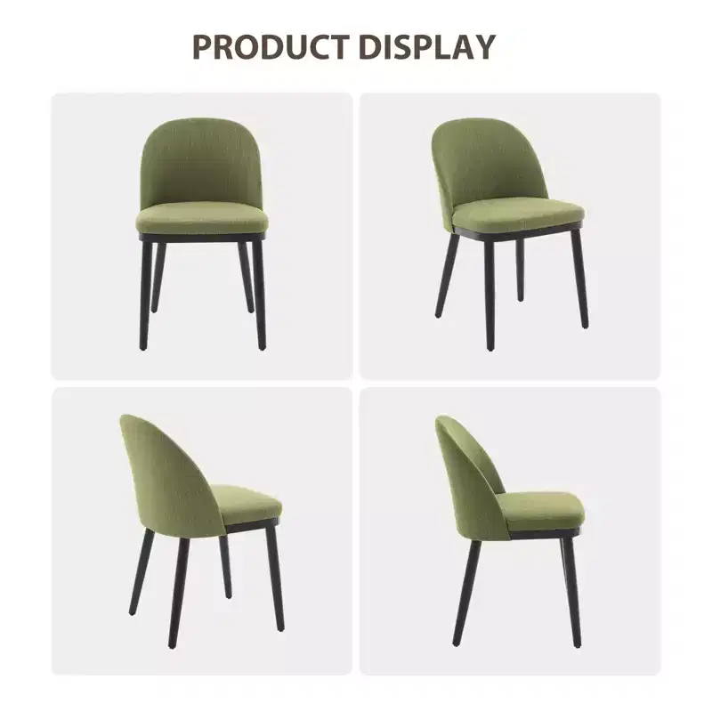 Set of 2 Upholstered Armless Dining Chairs with Curved Backrest