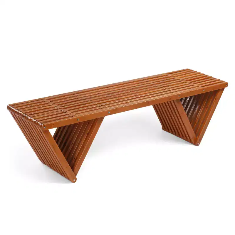 Karl Home | 63 In.2-Person Outdoor Wood Bench With Triangle Base