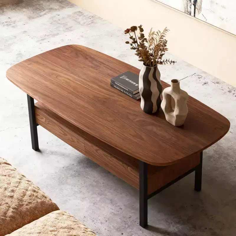 47.2 Inch Wooden Coffee Table with Storage Drawers