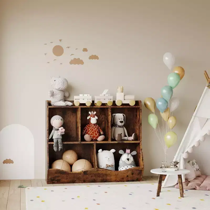 Cubby Shelves with Storage Bins, Toy Organizer and Bookcase for Kids' Room and Playroom