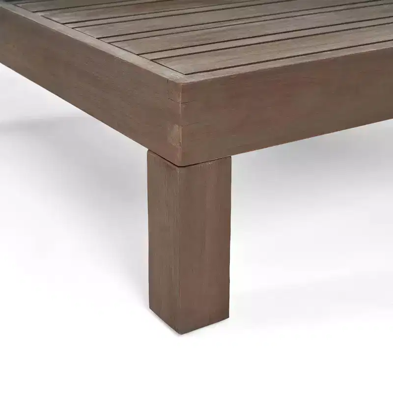 2pc Oana Outdoor Acacia Wood Left Arm Loveseat & Coffee Table with Cushion Gray/White - Christopher Knight Home