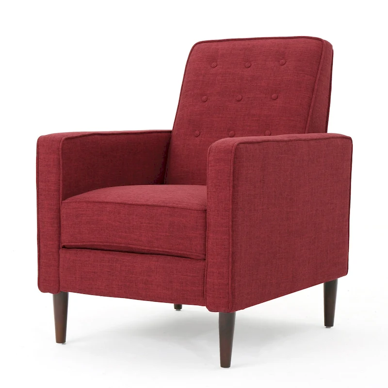 Mervynn Mid-Century Modern Button Tufted Fabric Recliner by Christopher Knight Home