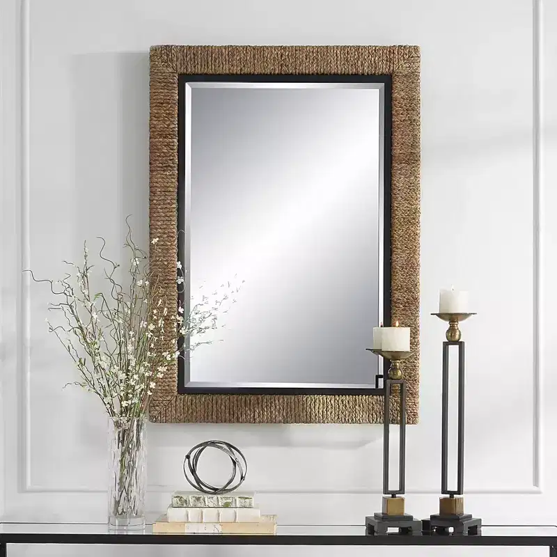 Uttermost Island Natural Straw 29 1/2 x 41 1/2 Wall Mirror