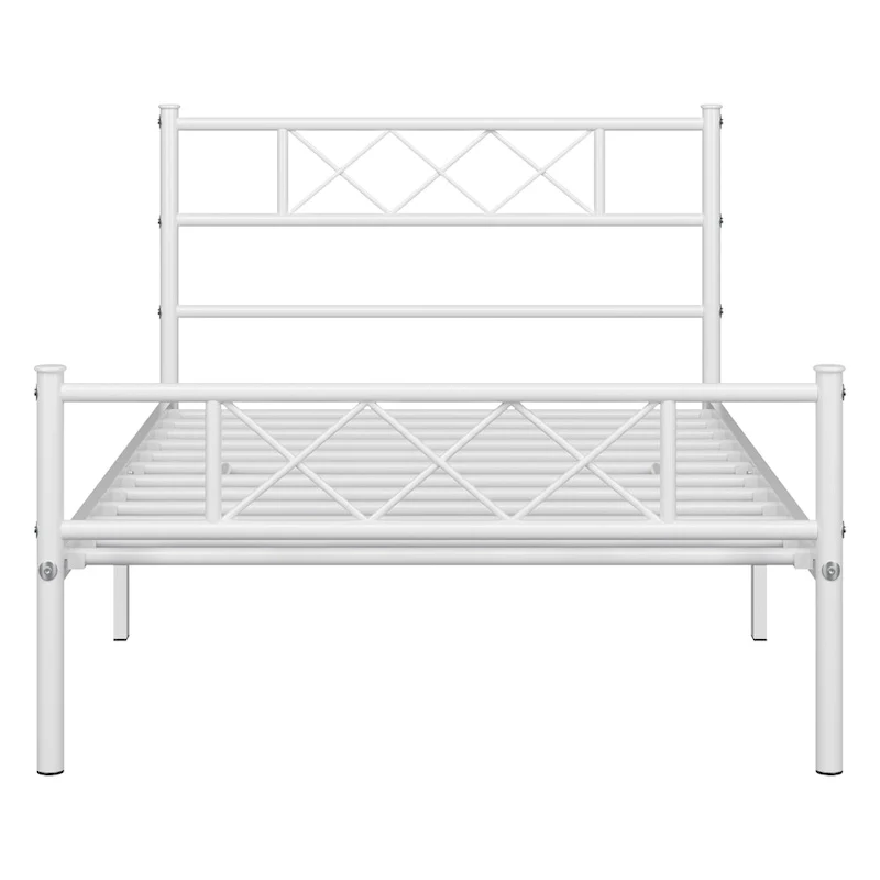 Metal Bed Frame with Slatted Base