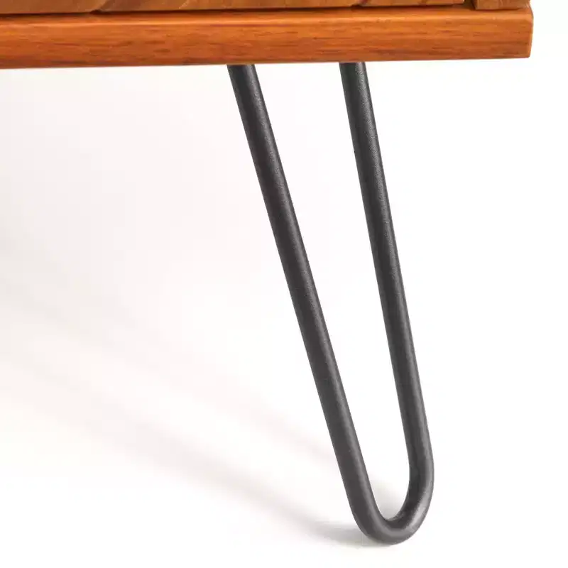 4-Drawer Chest Oak Chevron Acacia Veneer Hairpin Legs 47.3