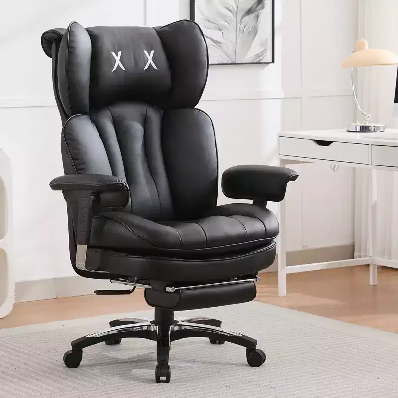 Ergonomic Big and Tall Office Chair, High Back PU Leather Computer Chair, Wide Seat Executive Desk Chair with Footrest and Lumbar Support