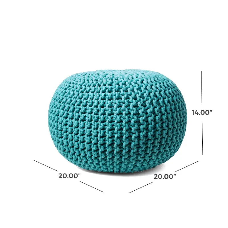 Nuloom Ling Round Knit Filled Ottoman Pouf