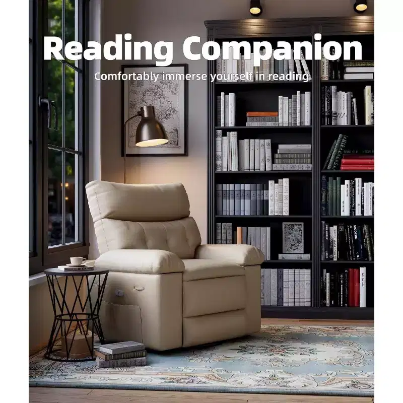 Recliner Chairs, Classic Manual Leather Recliner, Home Theater Seating with Lumbar & Arms Support for Living Room, Bedroom and Nursery - Coffee