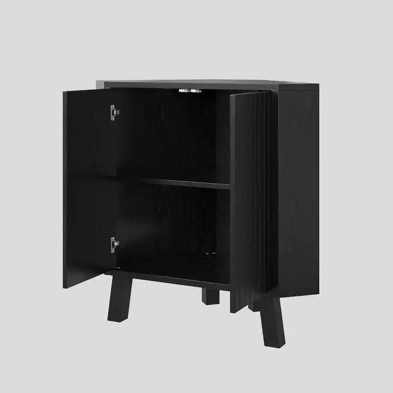 Farmhouse Corner Cabinet with Adjustable Shelf, 3-Tier Storage for Living Room & Kitchen