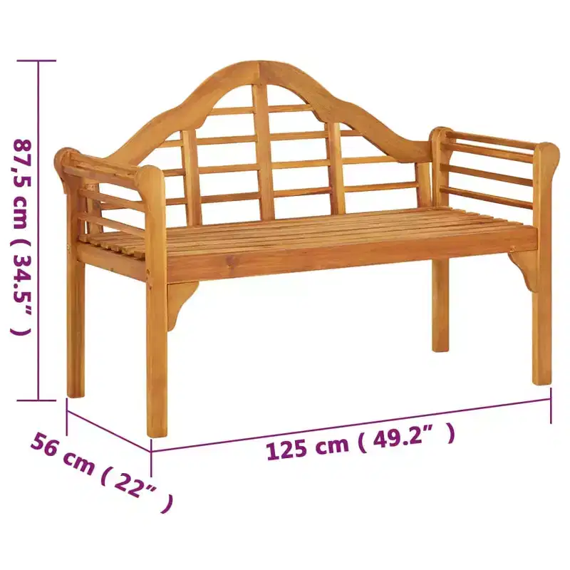 Garden Bench Brown Solid Acacia Wood Medium Ergonomic