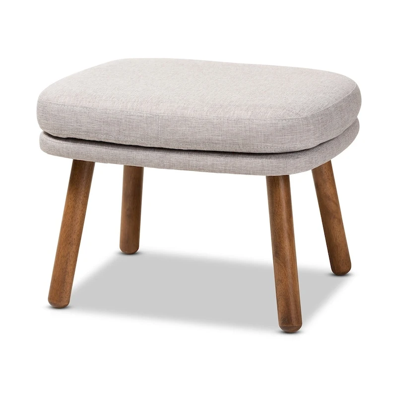 Mid-Century Fabric Upholstered Ottoman by Baxton Studio