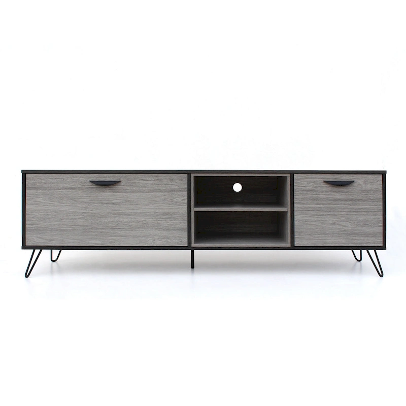 Alfie TV Media Entertainment Console Cabinet, 2 Shelves, Gray 71 Inch