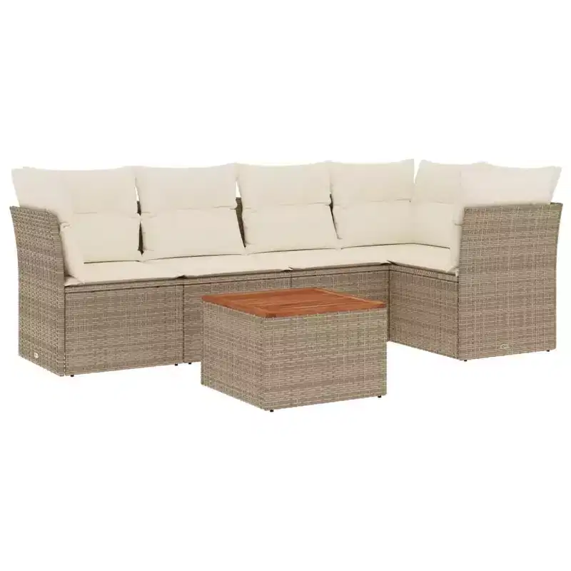 vidaXL 6 Piece Patio Sofa Set with Cushions Poly Rattan