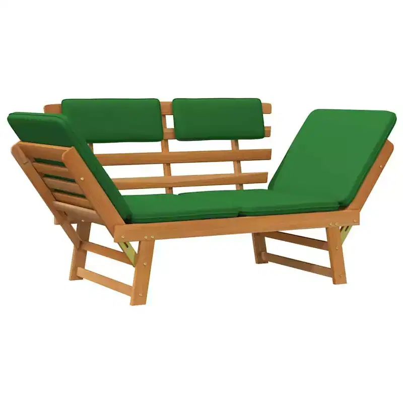 vidaXL Garden Bench Green, Brown Solid Acacia wood, Polyester Medium