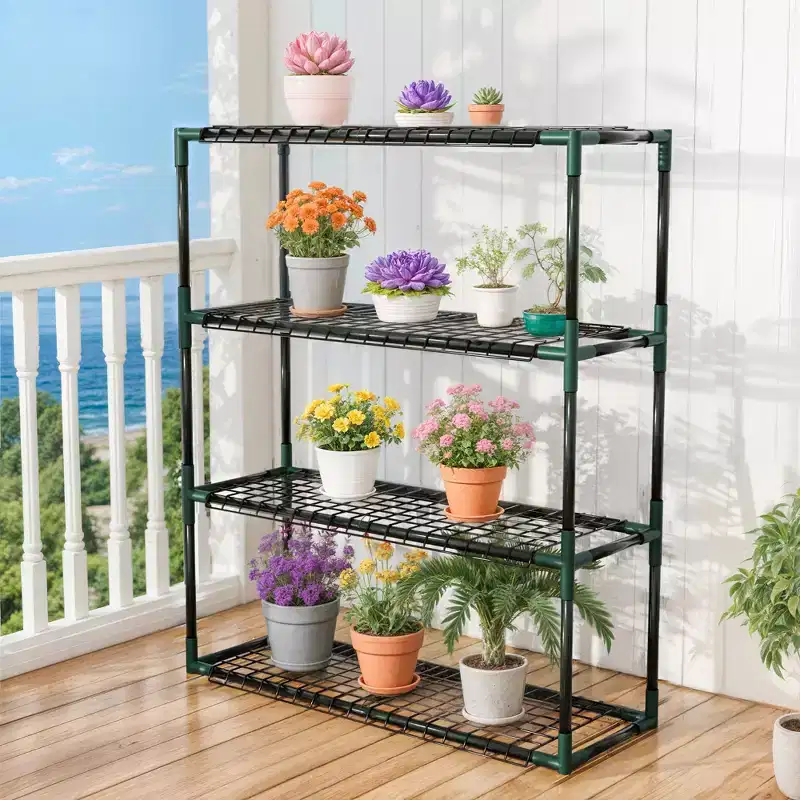 3-Tier Heavy-Duty Outdoor Plant Shelf for Greenhouses, 35 lb per Shelf, 11.8D x 34.5W x 40.8H