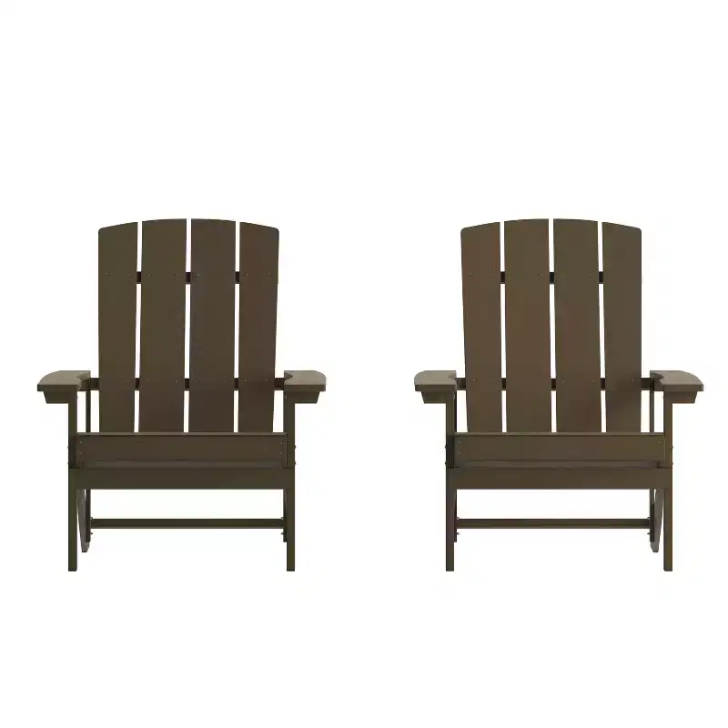 Merrick Lane Set of 2 Adirondack Patio Chairs With Vertical Lattice Back And Weather Resistant Frame