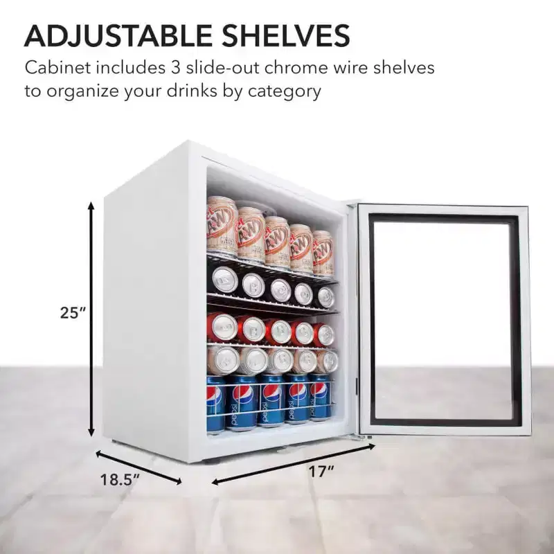 Whynter BR-091WS 90 Can Freestanding Beverage Refrigerator cooler With Lock Stainless Steel