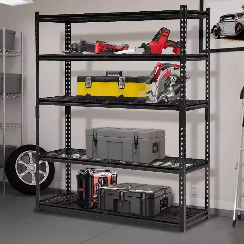 GustoWave 5 Tier Heavy Duty Garage Shelving, Garage Storage with Adjustable Shelves for Kitchen Pantry Basement, Black