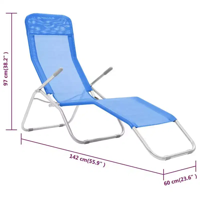 vidaXL Sun Lounger Set of 2 Powder-coated steel, Textilene Standard