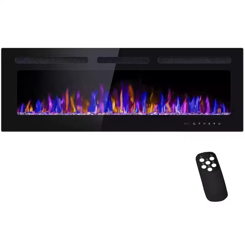 80 inch Smart Electric Fireplace Recessed & Mounted, Dual Heat 750/1500W with Remote, Adjustable Flames, Touch Screen, Timer