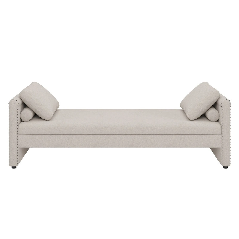 Modern Upholstered Chaise Lounger Daybed with Pillows Small Single Daybed