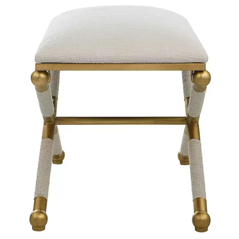 Uttermost Socialite 24 Wide White Gold Ottoman