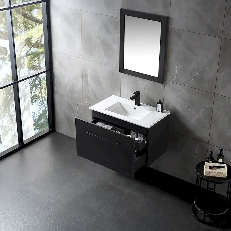 32 inch MDF black bathroom cabinet with sink - 32*32*20.4