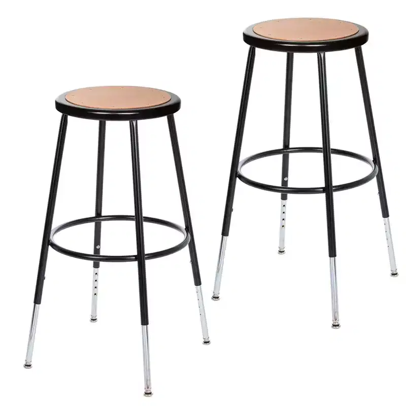 2pk 25"-33" Adjustable Heavy Duty Steel Barstool Black - Hampden Furnishings