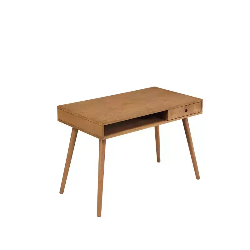 Mid-Century Desk with Drawer Acacia Light Brown Wood Legs