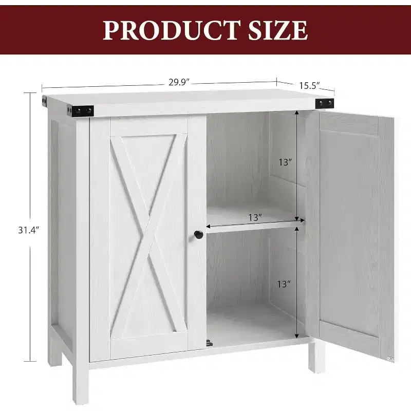 2Piece Farmhouse 2-Door Accent Console Cabinet with Adjustable Shelves  Sideboard for Living Room, Dining Room, Hallway