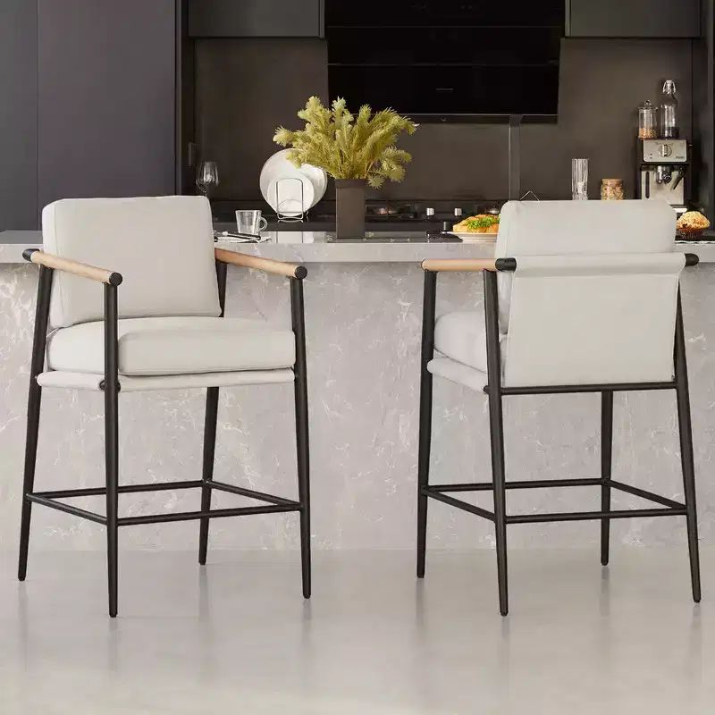 Spruce&Spring Modern Counter Stools with Arm & Metal Frame Set of 2
