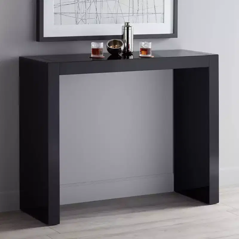 Modern Minimalist Gloss Black Rectangular Bar Table, 60