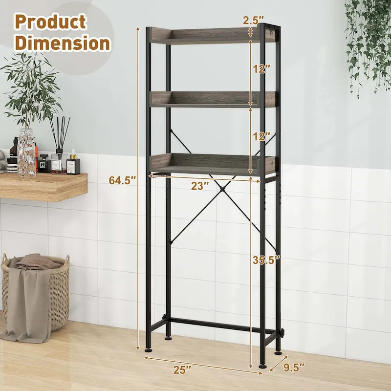 Costway 3-Tier Over-The-Toilet Bathroom Shelf Metal Frame Space Saver - See Details