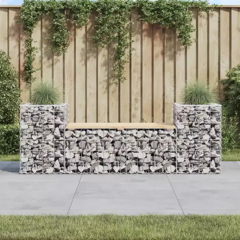 vidaXL Garden Bench Natural Wood Solid Pine Wood Large Planters