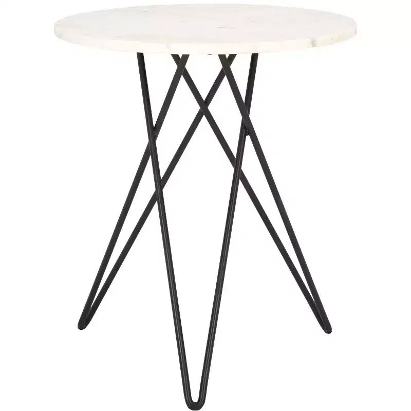 Cade Marble Side Table - ACC3713A - White Marble/Black - Safavieh