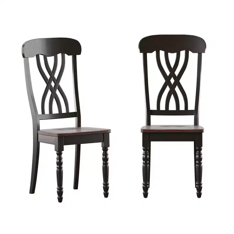 Ohana Two-Tone Antique Cross Back Dining Chairs (Set of 2) - iNSPIREQ