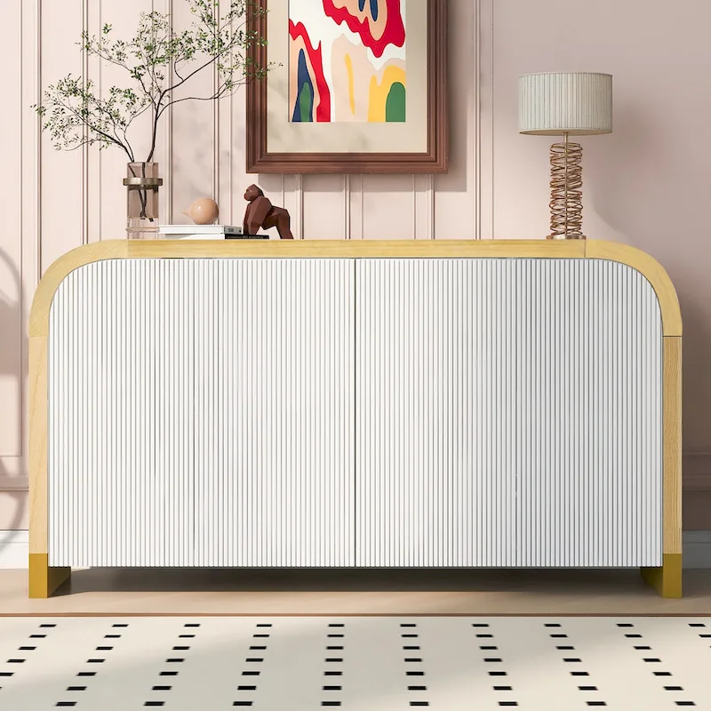 4-door Cabinet with Adjustable Shelves for Living Room