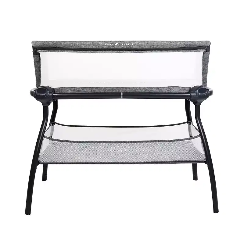Bedside Bassinet with Storage Bin & Shelf, Metal Frame, 20 lbs, JPMA Certified