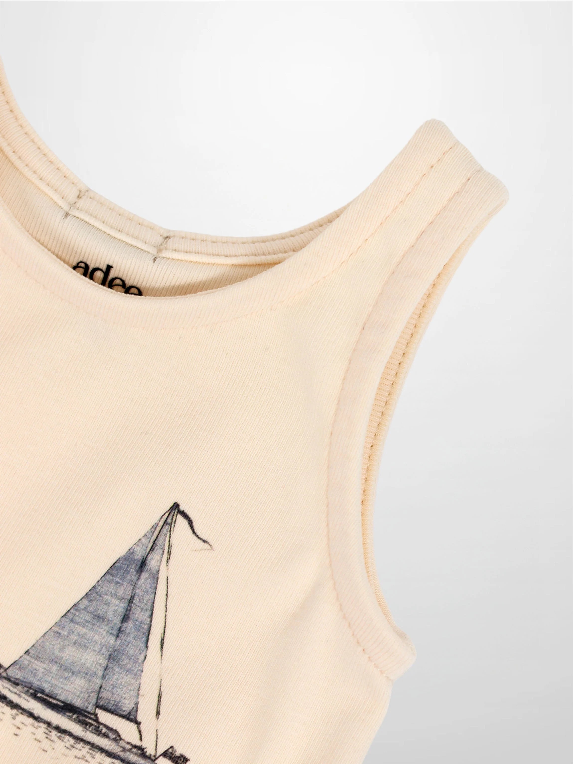 Sailboat Print Sleeveless Romper for Baby Boys