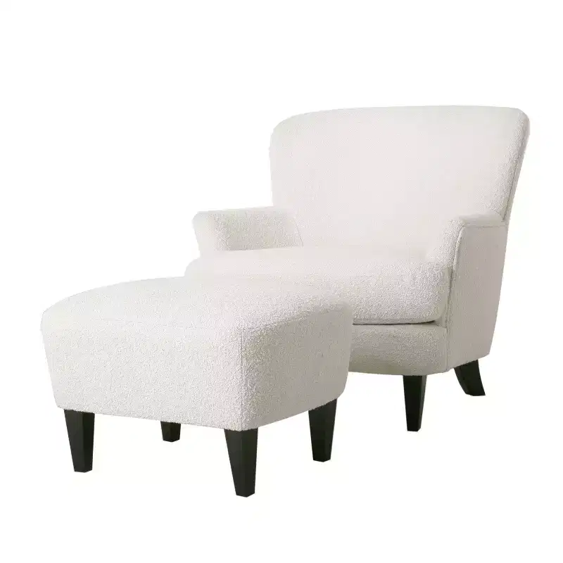 Christopher Knight Home Gerald Contemporary Boucle Upholstered Club Chair and Ottoman Set