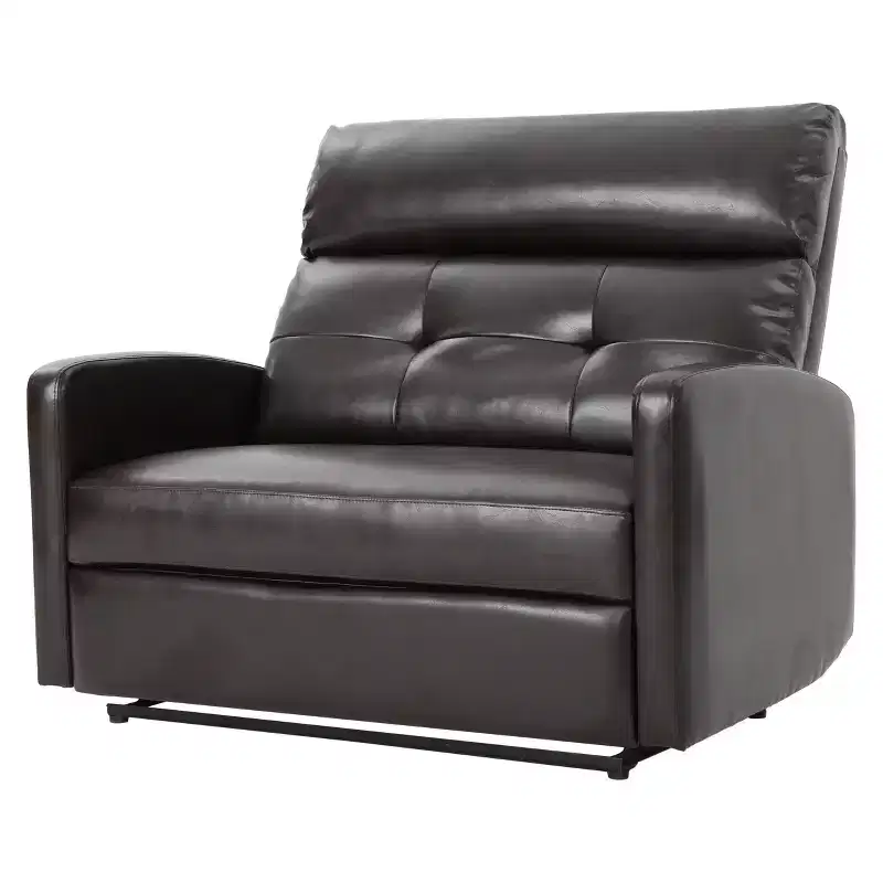 2-Seater Faux Leather Push-Back Recliner - Brown