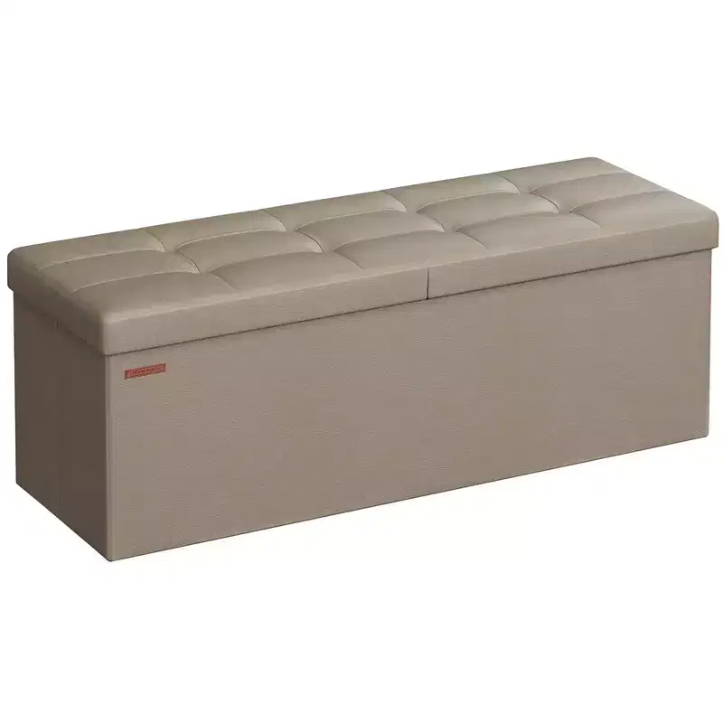 43 Storage Ottoman Bench Folding Leather Ottoman Storage Footrest Hold up to 660lb