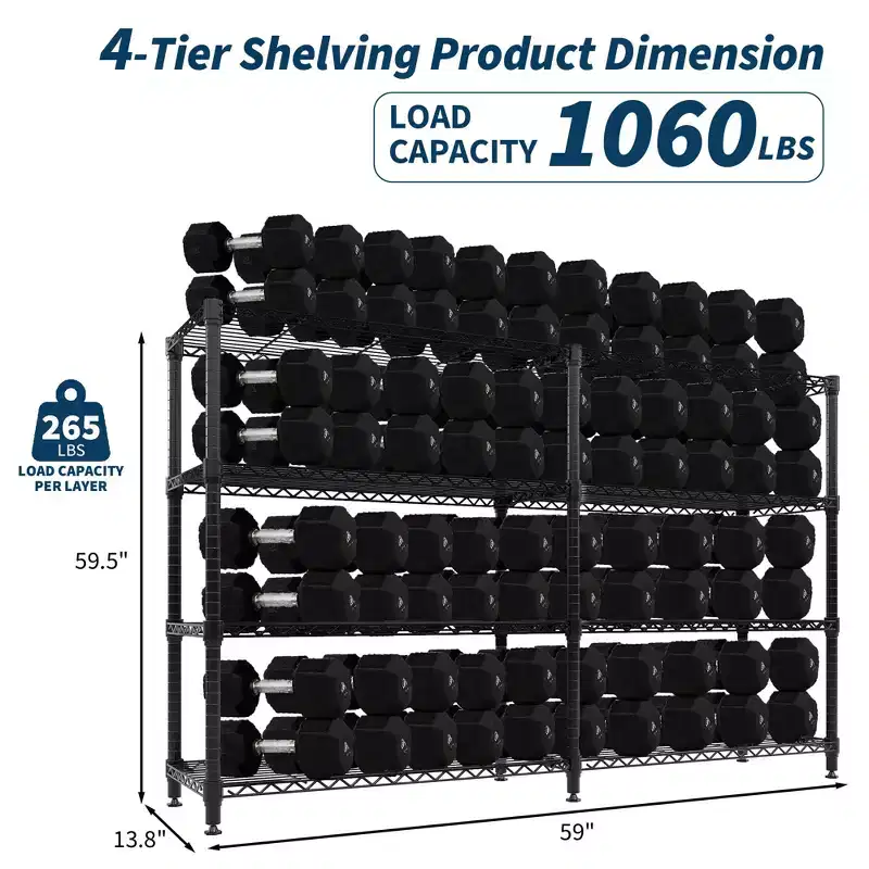 5-Tier Heavy Duty Metal Wire Shelving - Adjustable Storage Rack for Garage, Pantry, Kitchen, Basement, Warehouse & Commercial Use